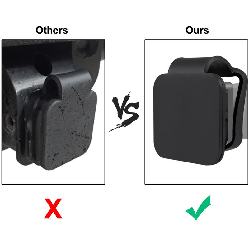 Dorhea Trailer Hitch Tube Cover 2'' Rubber Hitch Tube Cover Plug Cap Insert 2 inch Receivers Class 3 4 5 for Dodge Ram Porsche Benz Toyota Ford Jeep Chevrolet Nissan ATV UTV Polaris - Black - Image 4
